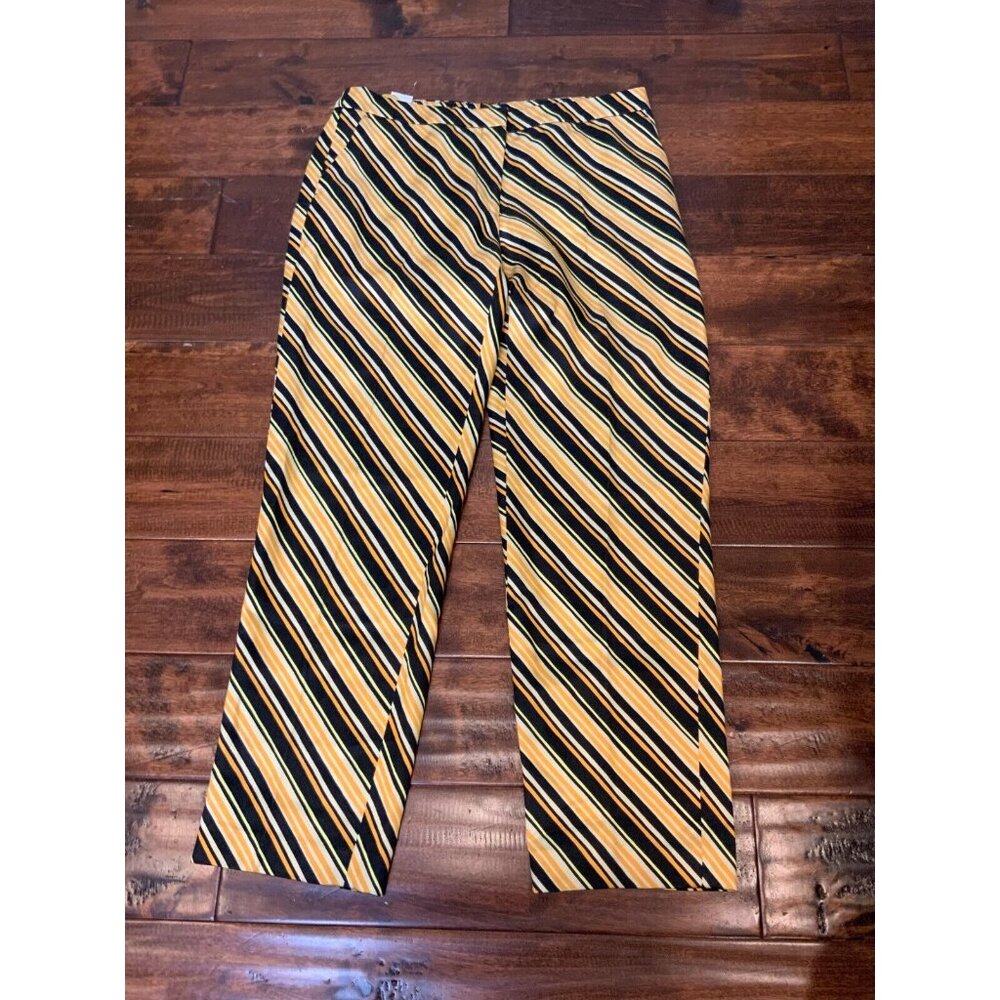 Dries Van Noten Yellow Black Striped Pants Size 8 | 40